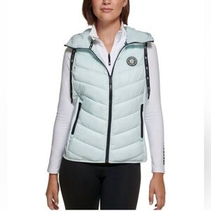 DKNY Sports Women's Hooded Logo Puffer Vest